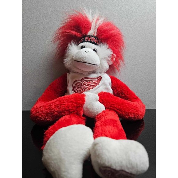 Licensed NHL Detroit Red Wings Hockey Fuzzhead wig monkey - Picture 3 of 4